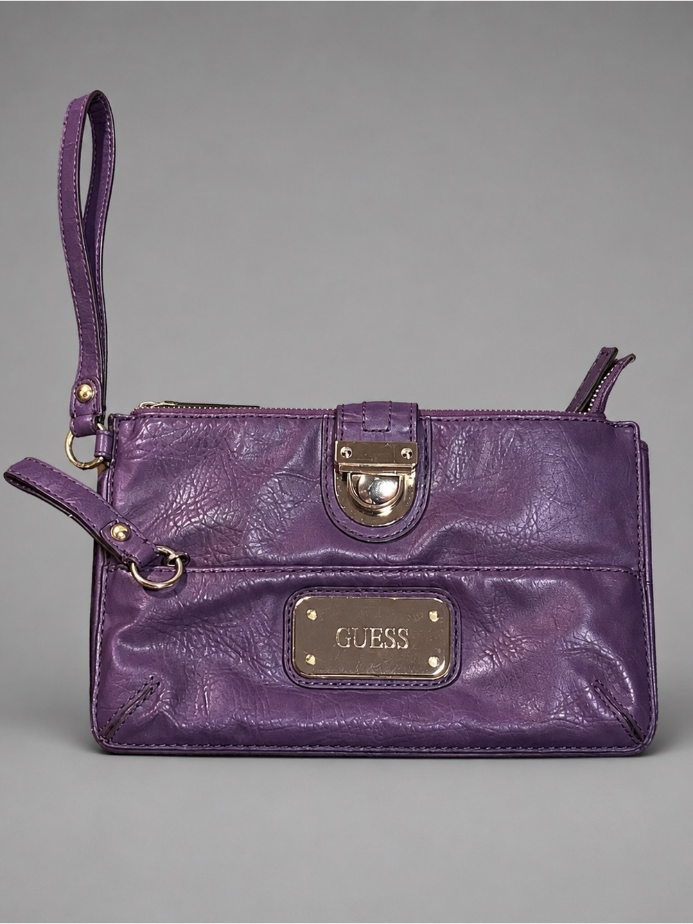 GUESS SM Clutch Handbag Purple Faux Leather Purse